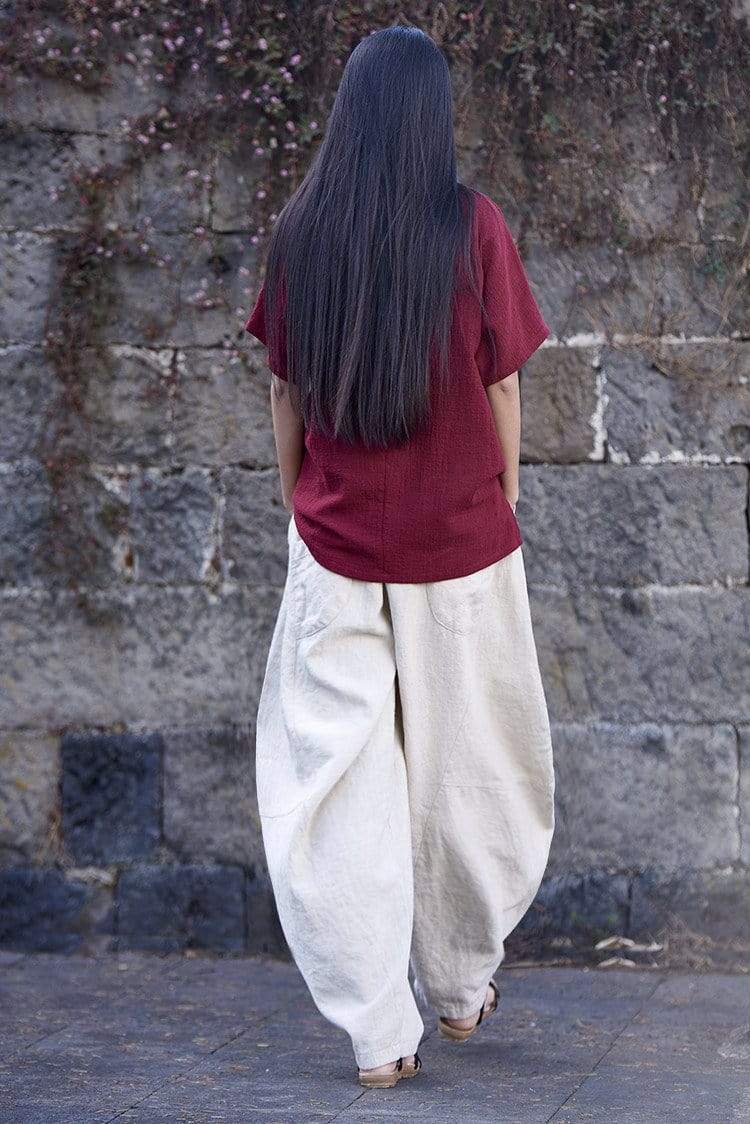 Wide Leg Linen Harem Pants | Zen - Harem Pants - DYAVOR®