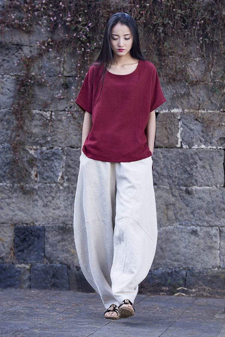 Wide Leg Linen Harem Pants | Zen - Harem Pants - DYAVOR®