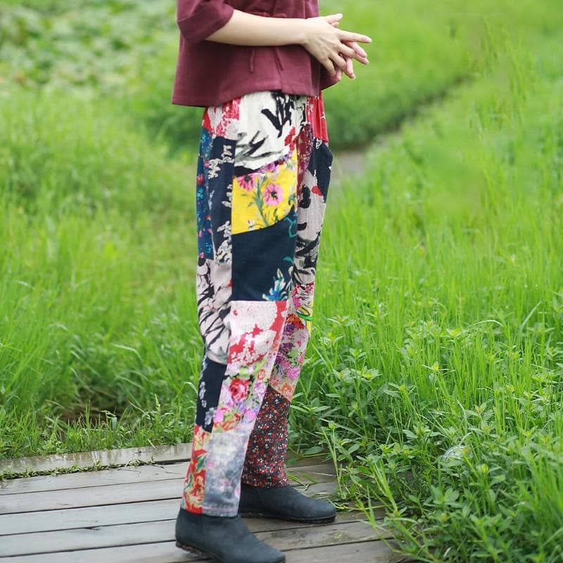 Random Patchwork Floral Hippie Pants - - DYAVOR®