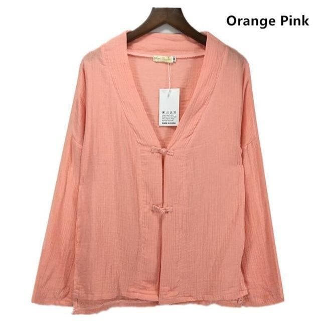 Asia V-Neck Cotton Linen Blouse | Zen - - DYAVOR®