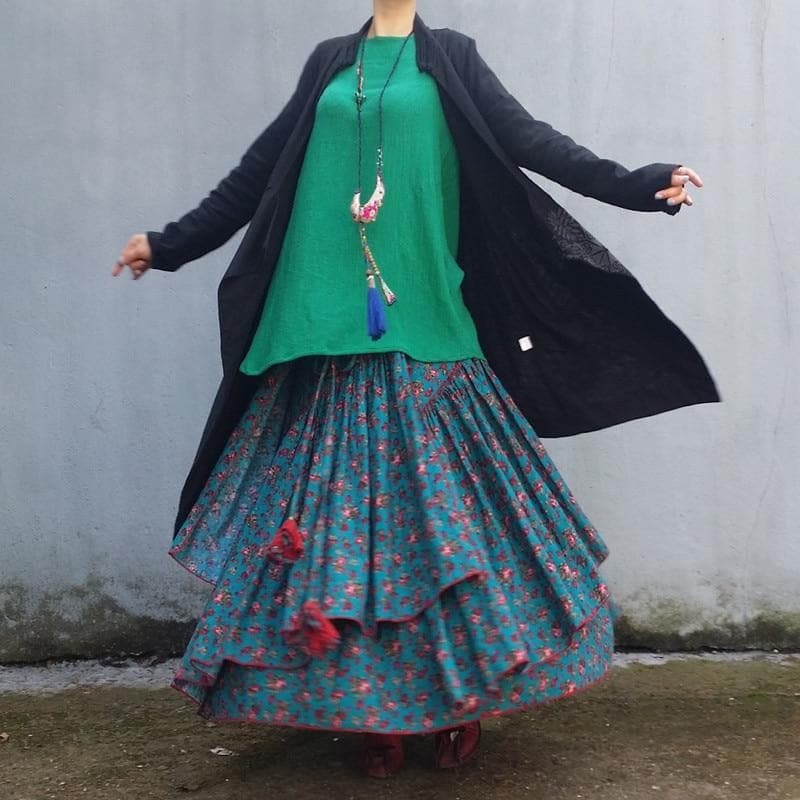 Asymmetrical Floral Maxi Skirt - Skirts - DYAVOR®