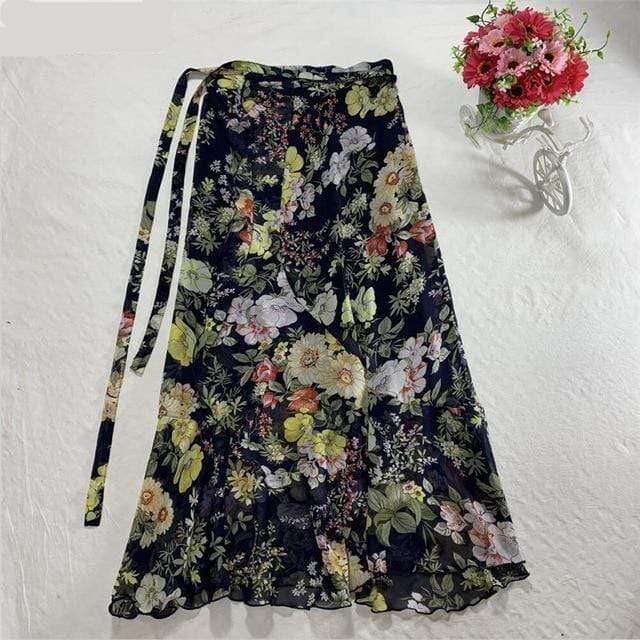 Floral Chiffon Wrap Maxi Skirt - Skirts - DYAVOR®
