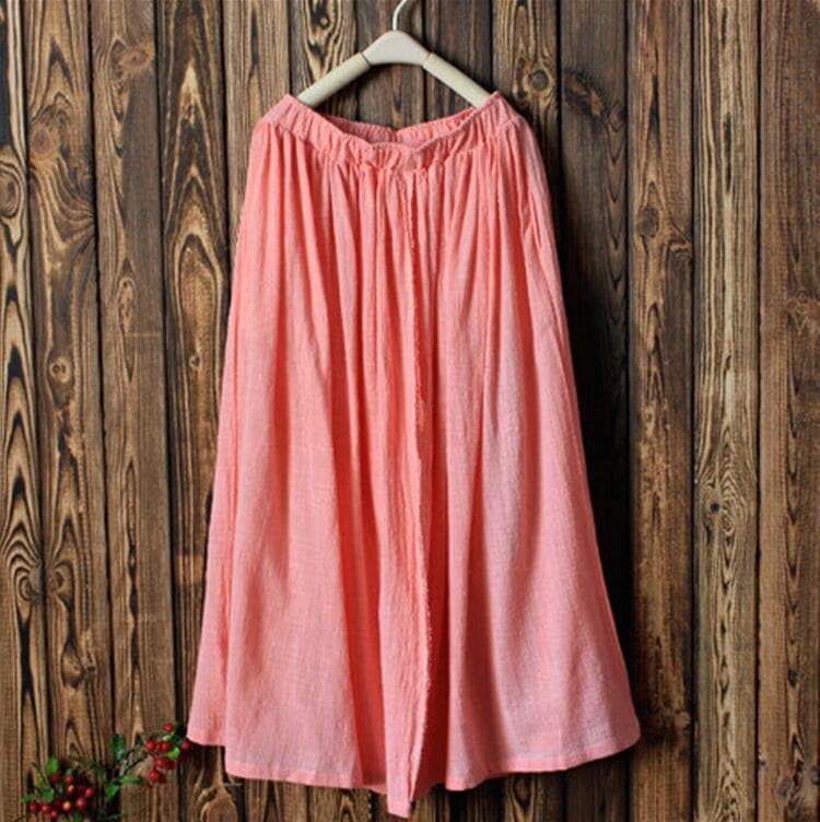 Vintage Cotton Linen Pleated Skirt - Skirts - DYAVOR®