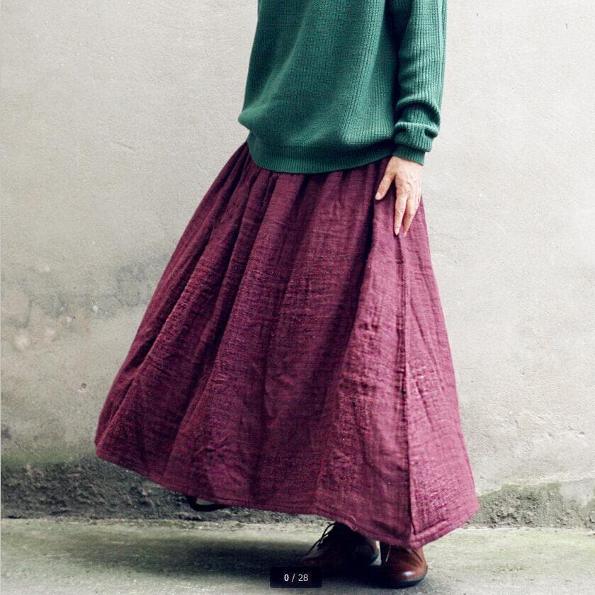 Vintage Cotton Linen Pleated Skirt - Skirts - DYAVOR®