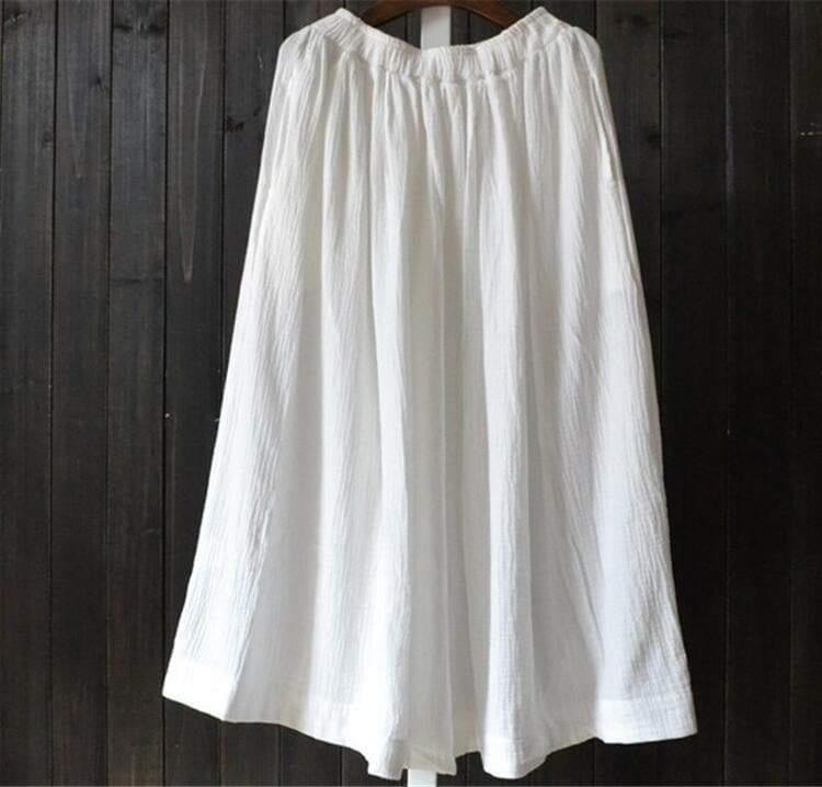 Vintage Cotton Linen Pleated Skirt - Skirts - DYAVOR®