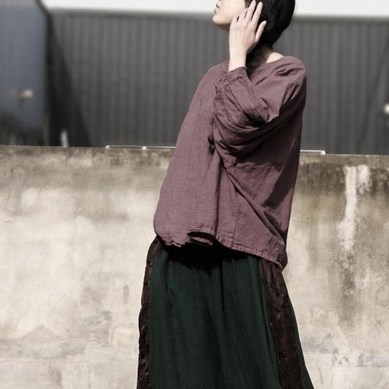 Loose Batwing Sleeve Linen T-Shirt | Lotus - Tops - DYAVOR®