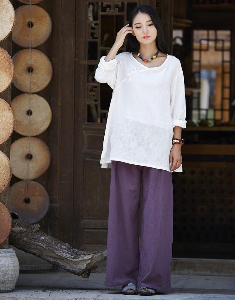 Wide Leg Flowy Linen Palazzo Pants | Zen - - DYAVOR®