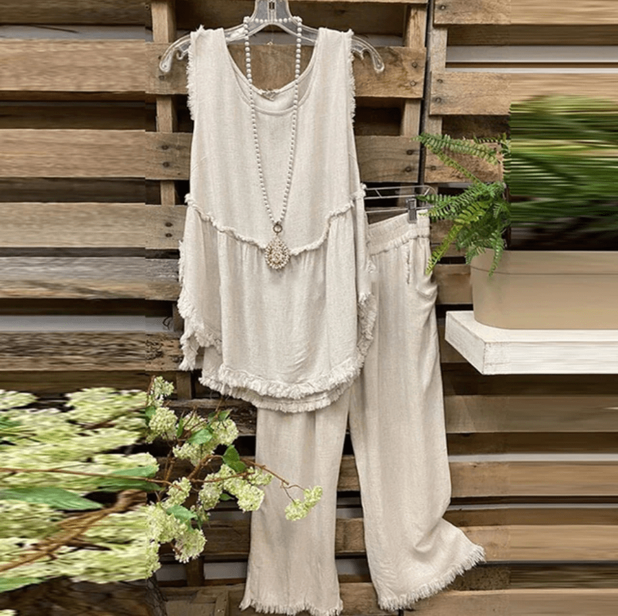 Clara Cotton Linen Tank Top + Matching Pants - - DYAVOR®