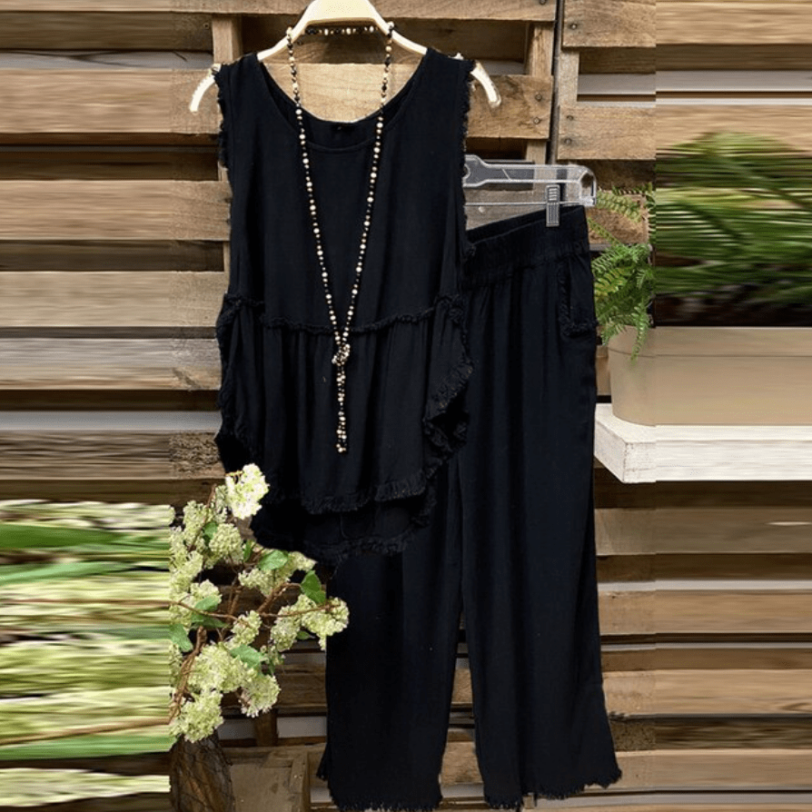 Clara Cotton Linen Tank Top + Matching Pants - - DYAVOR®