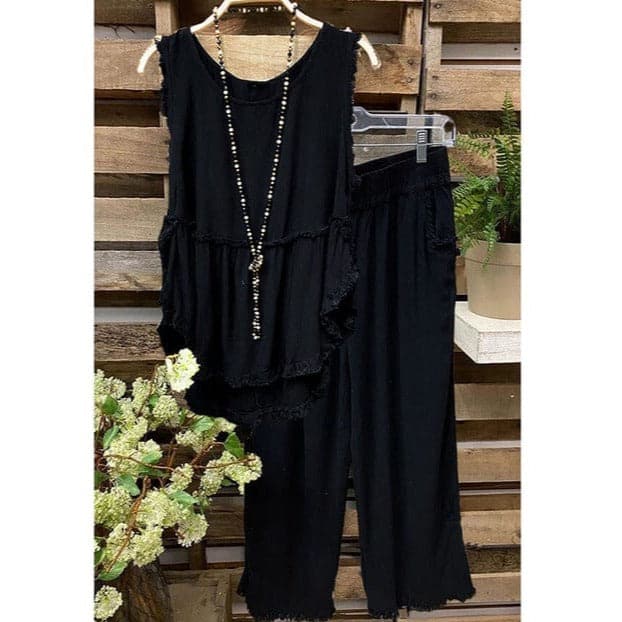 Clara Cotton Linen Tank Top + Matching Pants - - DYAVOR®