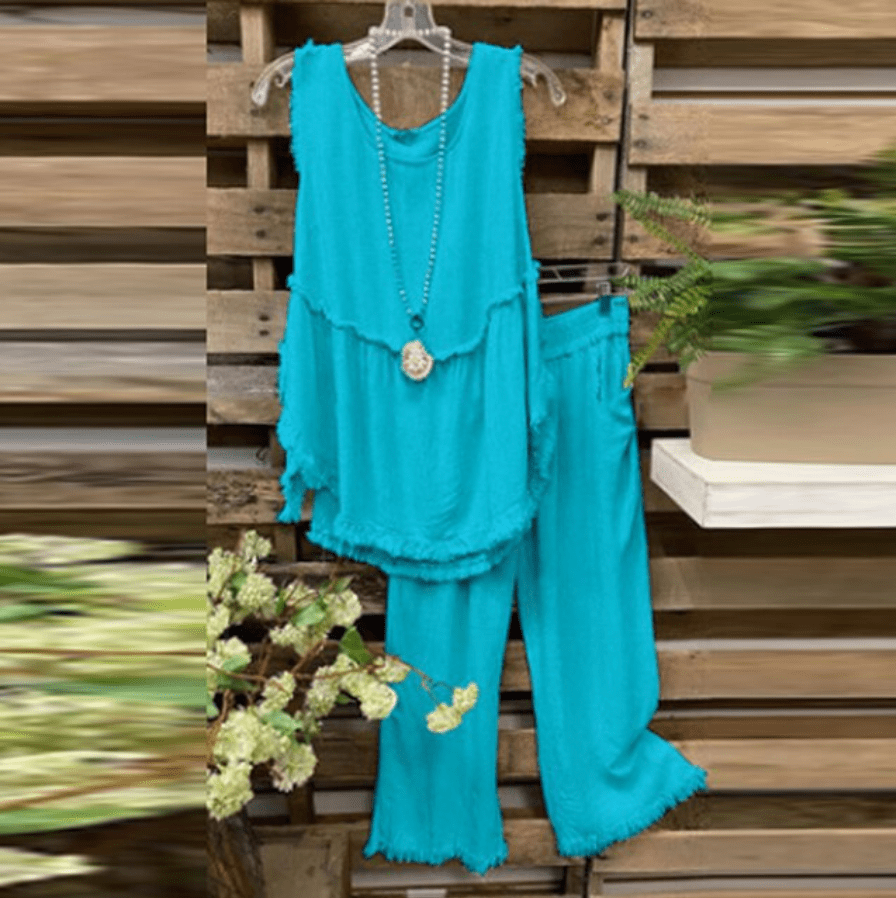 Clara Cotton Linen Tank Top + Matching Pants - - DYAVOR®