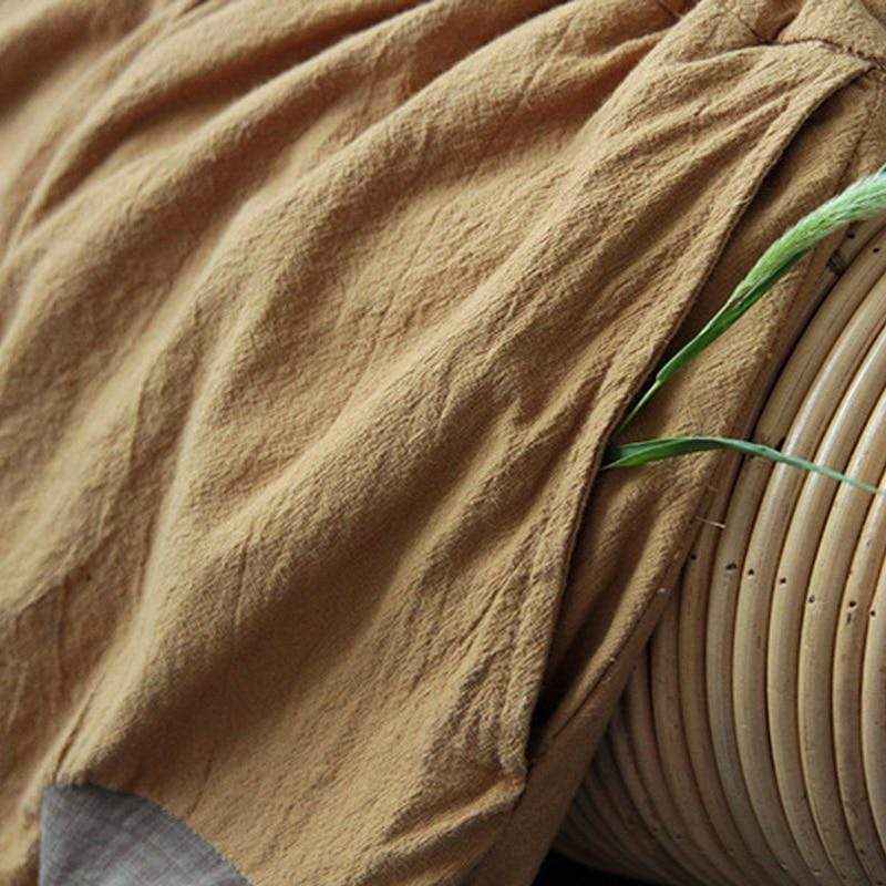 Loose Patchwork Cotton Linen Pants | Lotus - palazzo pants - DYAVOR®