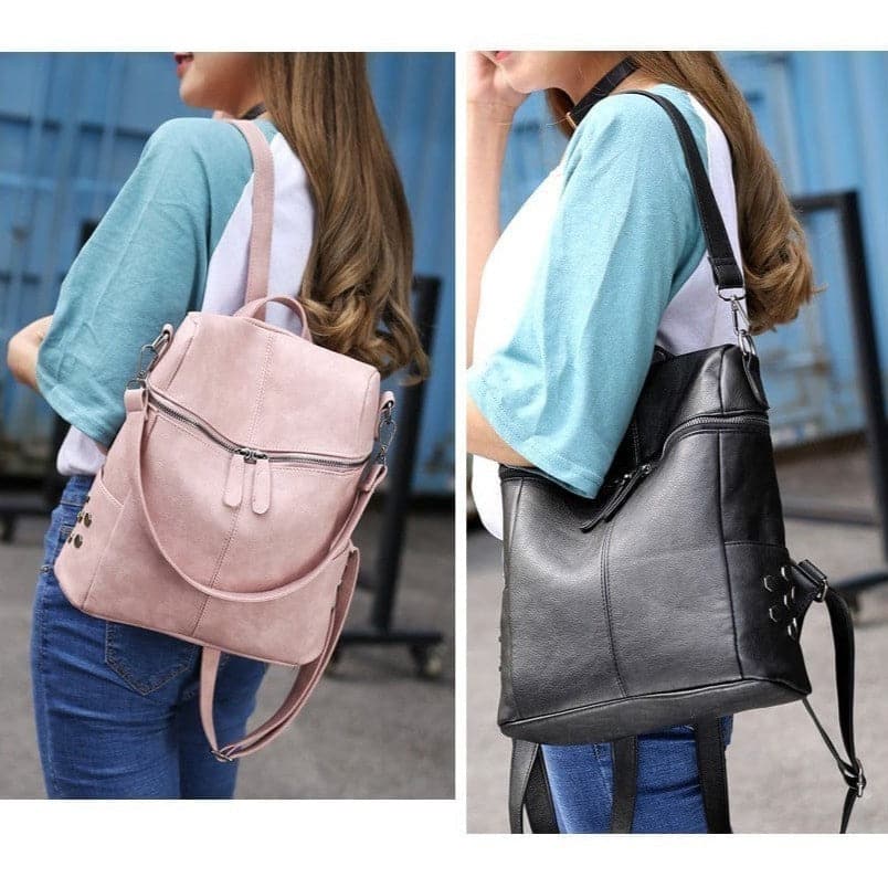 Korean Vegan Leather Backpack Tote - - DYAVOR®