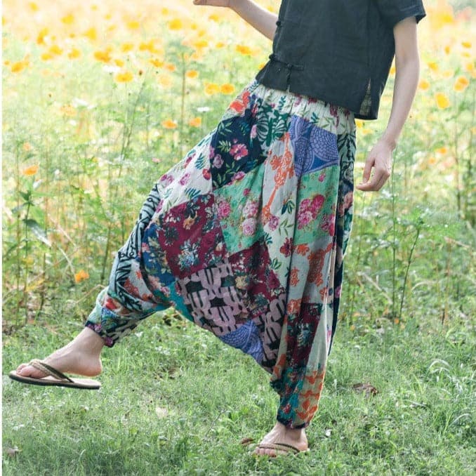 Multicolor Patchwork Harem Pants - - DYAVOR®