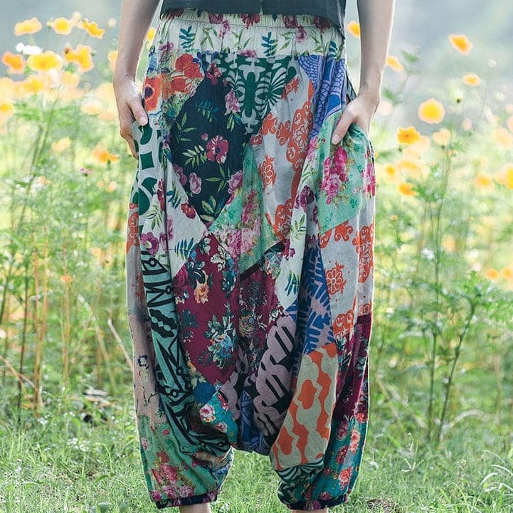 Multicolor Patchwork Harem Pants - - DYAVOR®