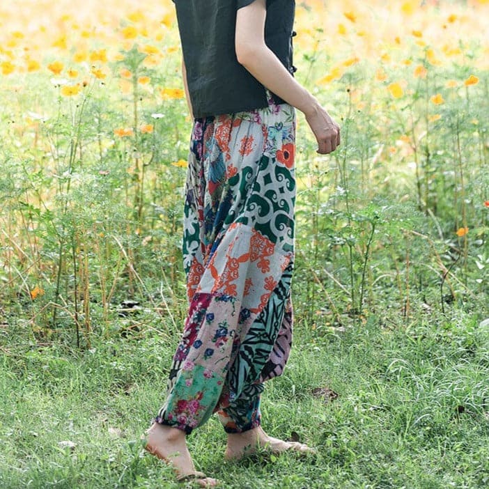 Multicolor Patchwork Harem Pants - - DYAVOR®