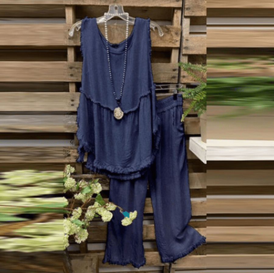 Clara Cotton Linen Tank Top + Matching Pants - - DYAVOR®