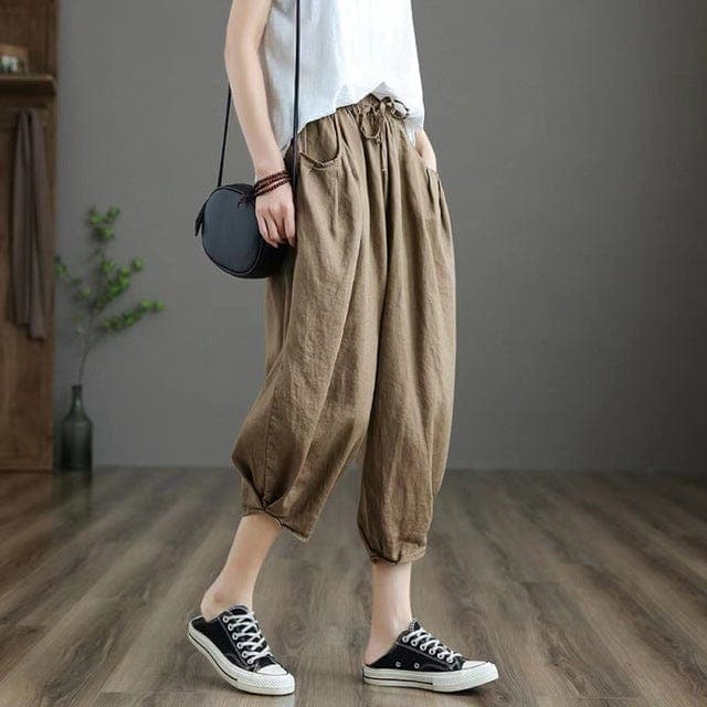 Day in Bali High Waist 3/4 Linen Pants - Pants - DYAVOR®