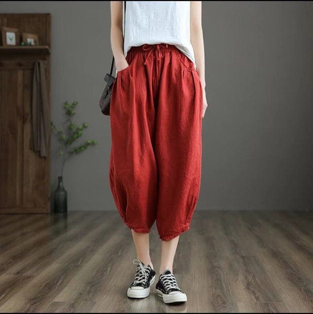 Day in Bali High Waist 3/4 Linen Pants - Pants - DYAVOR®