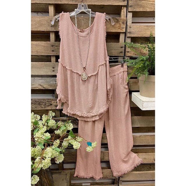 Clara Cotton Linen Tank Top + Matching Pants - - DYAVOR®