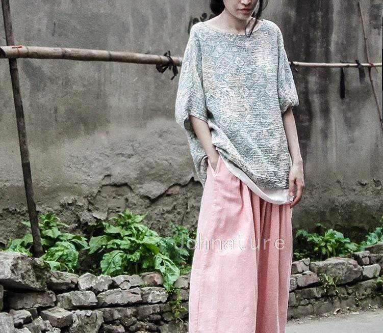 Pink Cotton Linen Palazzo Pants | Lotus - - DYAVOR®