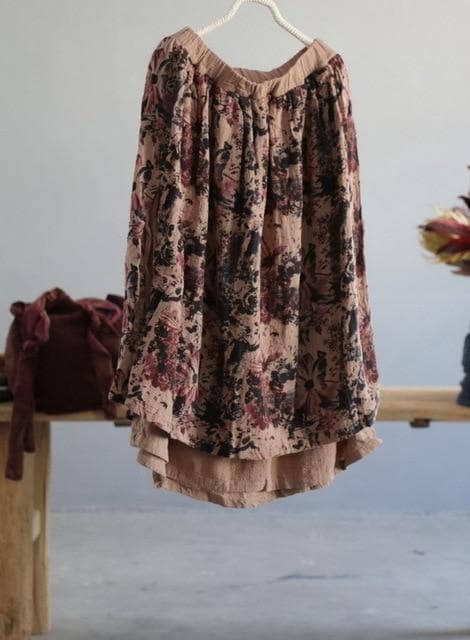 Anita Floral Cotton Linen Skirt - Skirts - DYAVOR®