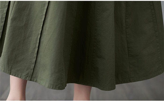 High Waist Cotton Linen Pleated Skirt - Skirts - DYAVOR®
