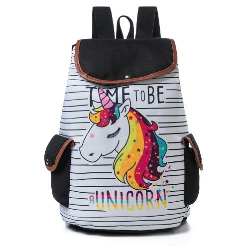 Cartoon Unicorn Printed School Backpack for Teenager with Drawstring - Backpacks - DYAVOR®