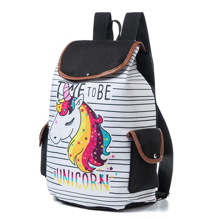 Cartoon Unicorn Printed School Backpack for Teenager with Drawstring - Backpacks - DYAVOR®