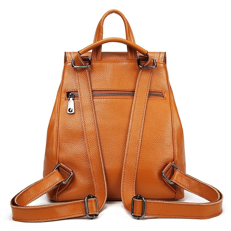 Casual Cute Women's Small Solid Zipper Hasp Genuine Leather Backpack - Backpacks - DYAVOR®