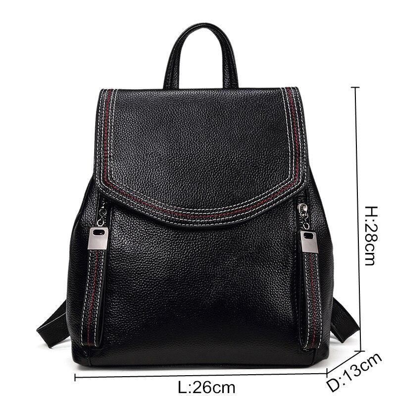 Casual Cute Women's Small Solid Zipper Hasp Genuine Leather Backpack - Backpacks - DYAVOR®