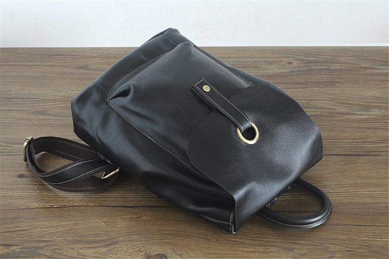 Casual Fashion Women's Brown Solid Genuine Leather Hasp Travel Backpack - Backpacks - DYAVOR®