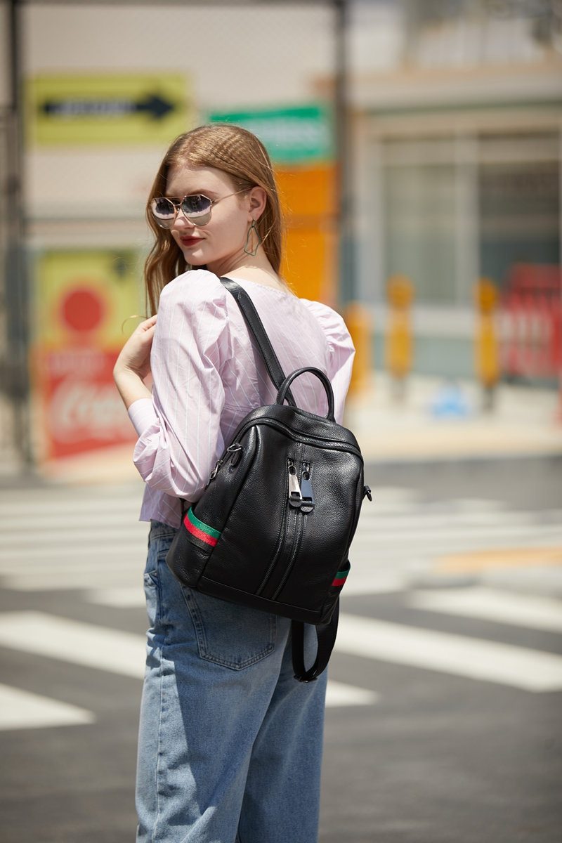 Casual Style Women's Solid Genuine Leather Travel Shoulder Bag Backpack - Backpacks - DYAVOR®