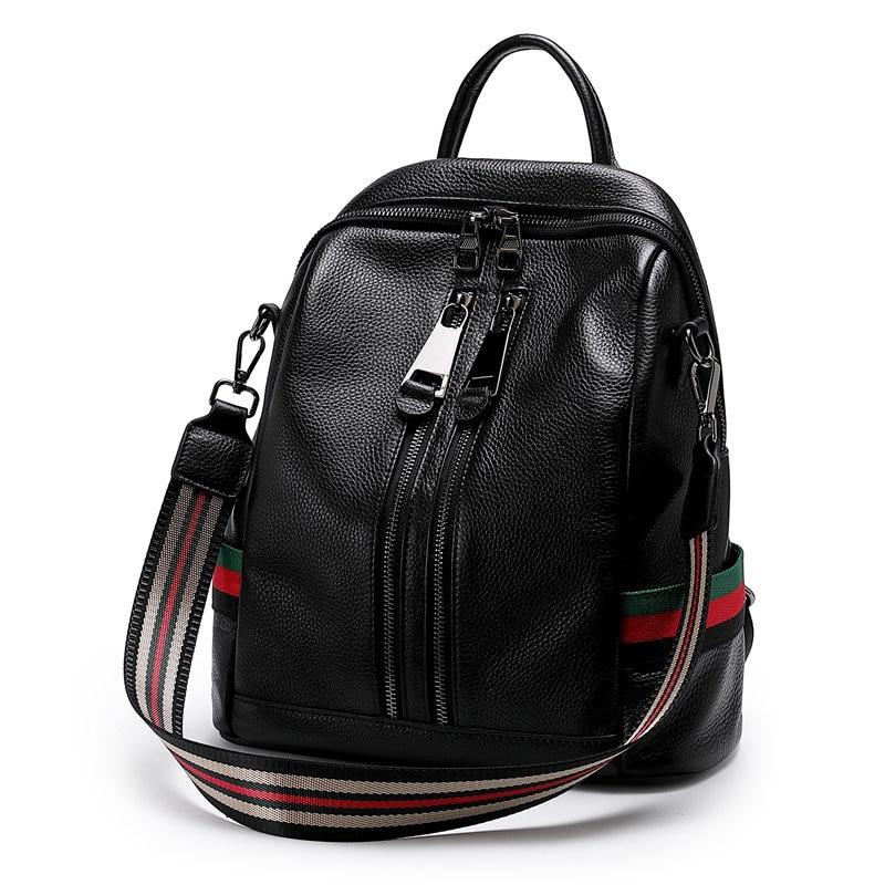 Casual Style Women's Solid Genuine Leather Travel Shoulder Bag Backpack - Backpacks - DYAVOR®