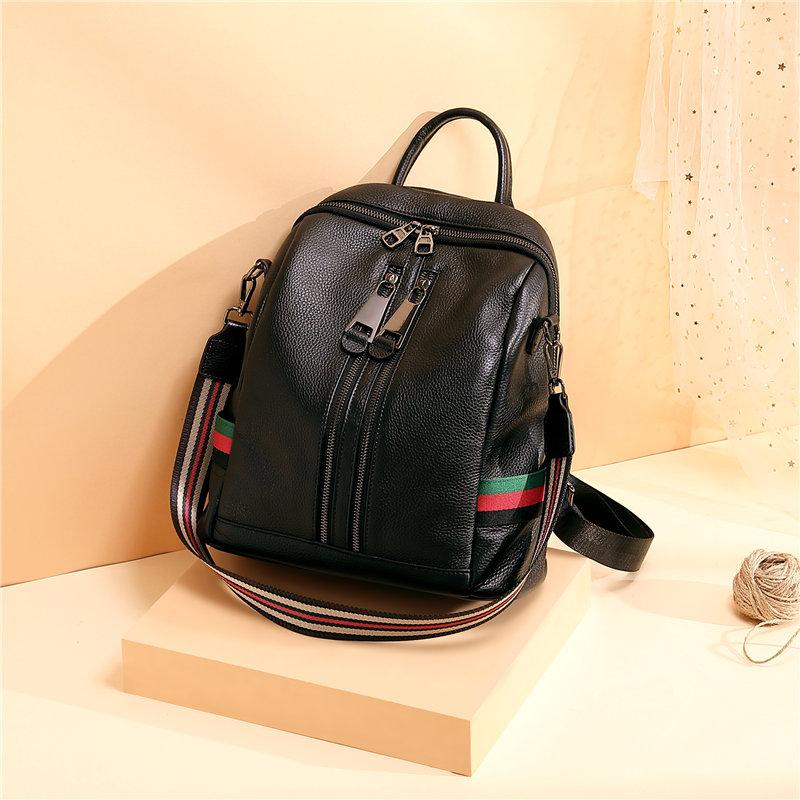 Casual Style Women's Solid Genuine Leather Travel Shoulder Bag Backpack - Backpacks - DYAVOR®