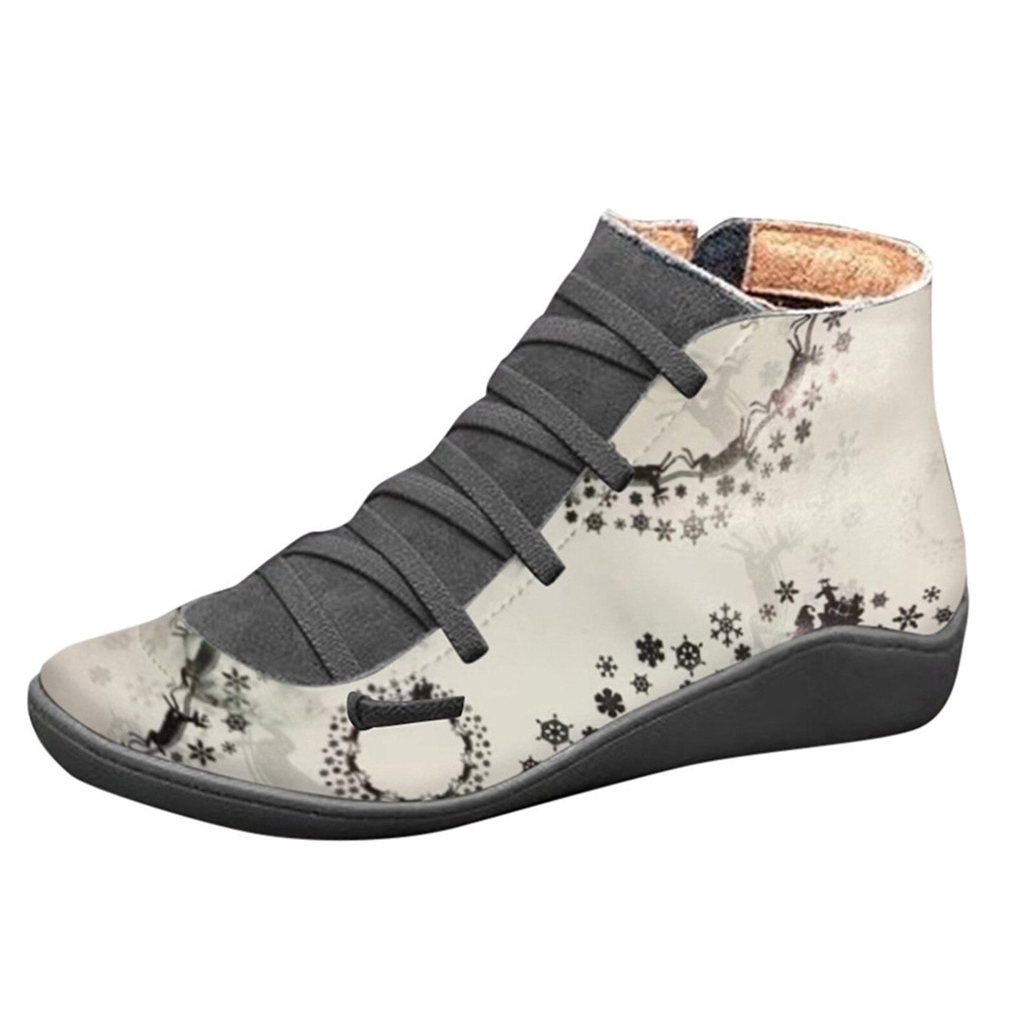 Groovywish Women Boots Leather Chrismas Santa Orthopedic Shoes - - DYAVOR®