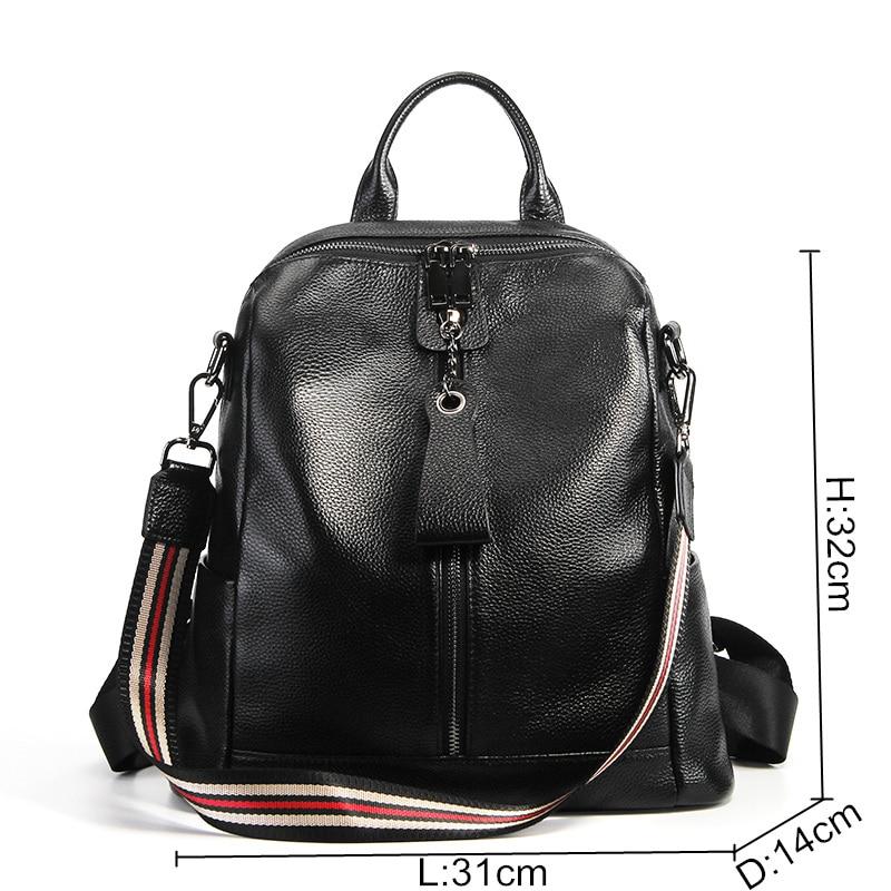 Coffee Red Grey Black Women's Solid Genuine Leather Travel Backpack - Backpacks - DYAVOR®