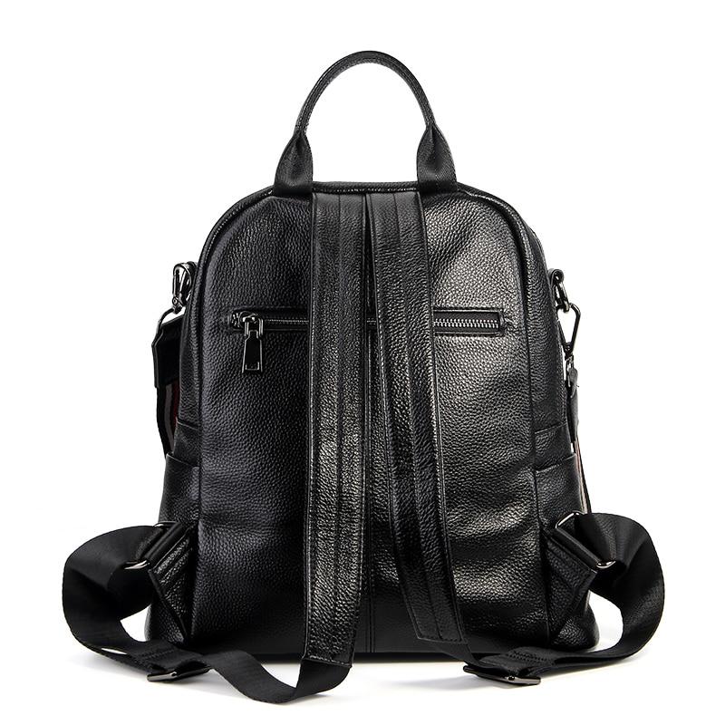 Coffee Red Grey Black Women's Solid Genuine Leather Travel Backpack - Backpacks - DYAVOR®