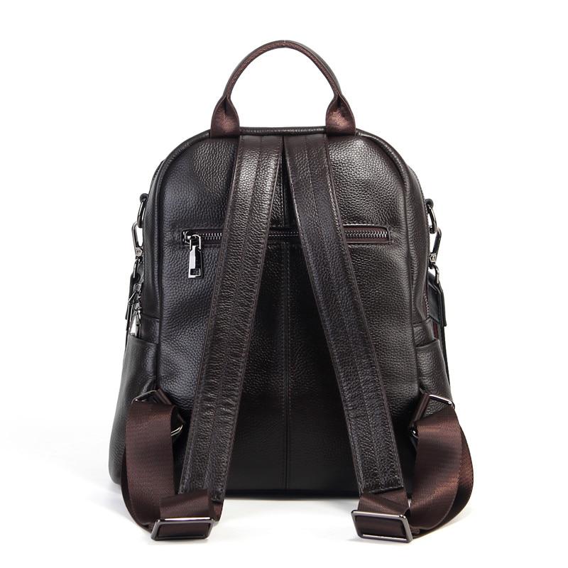 Coffee Red Grey Black Women's Solid Genuine Leather Travel Backpack - Backpacks - DYAVOR®