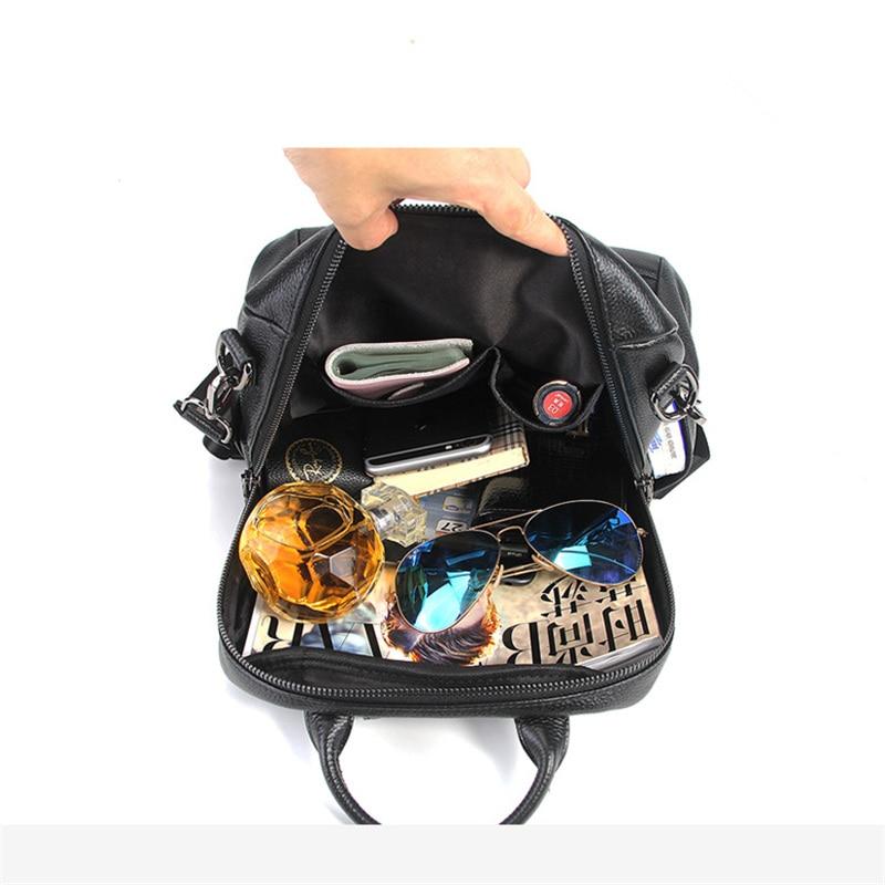 Coffee Red Grey Black Women's Solid Genuine Leather Travel Backpack - Backpacks - DYAVOR®