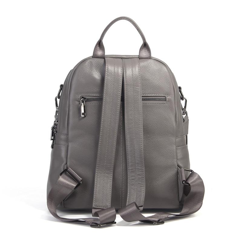 Coffee Red Grey Black Women's Solid Genuine Leather Travel Backpack - Backpacks - DYAVOR®