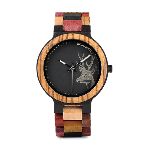Colorful Wood Band Dear Head Watch Dial Men Women Quartz Watches Timepiece - Unisex Style Watches - DYAVOR®