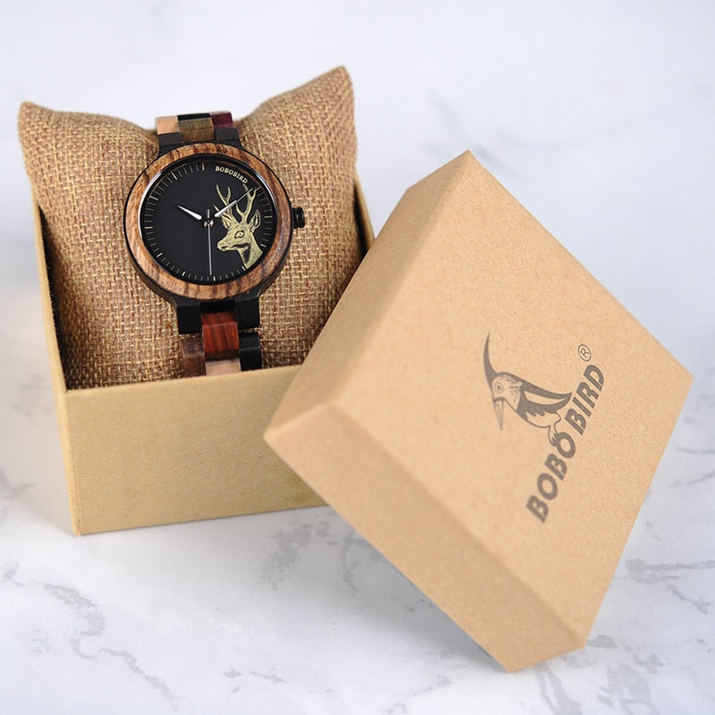 Colorful Wood Band Dear Head Watch Dial Men Women Quartz Watches Timepiece - Unisex Style Watches - DYAVOR®