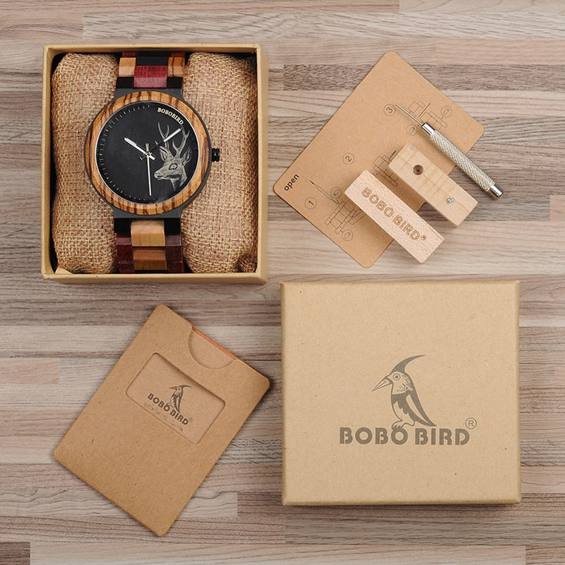 Colorful Wood Band Dear Head Watch Dial Men Women Quartz Watches Timepiece - Unisex Style Watches - DYAVOR®