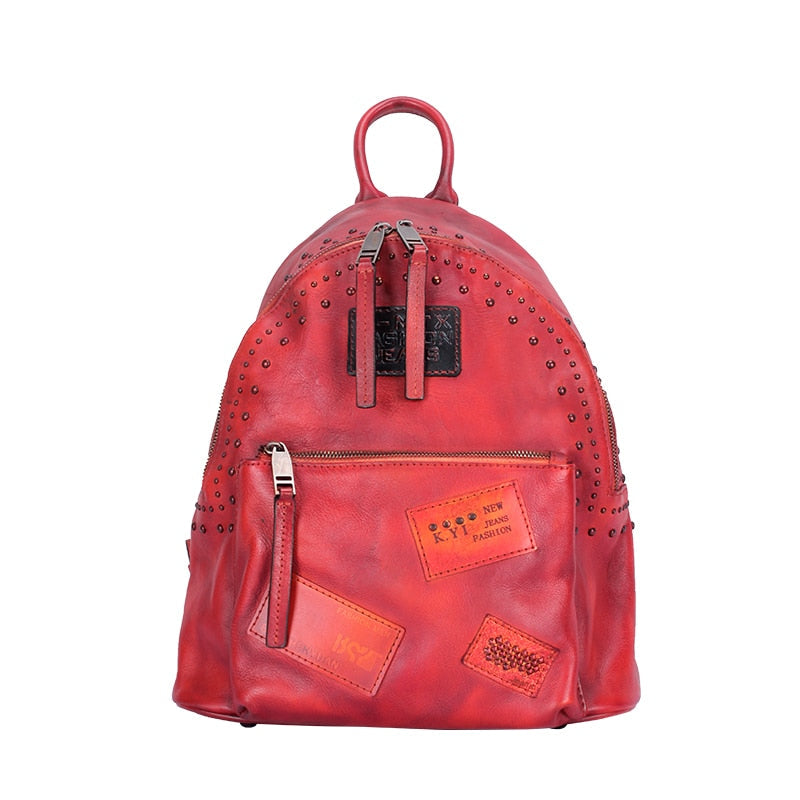 Cowhide Women College Students Genuine Leather Large Capacity Ins Fashion Backpack - Backpacks - DYAVOR®