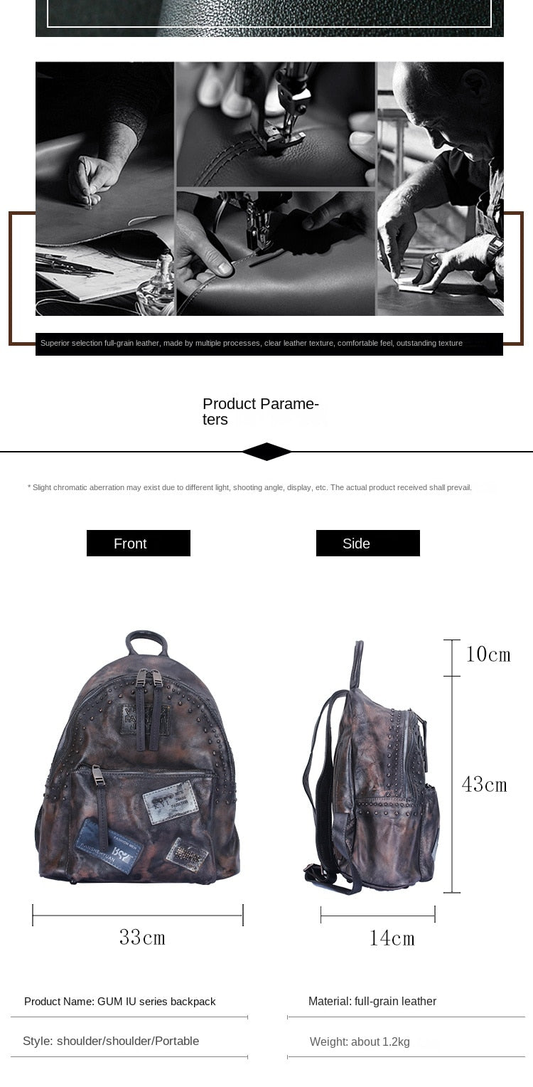 Cowhide Women College Students Genuine Leather Large Capacity Ins Fashion Backpack - Backpacks - DYAVOR®
