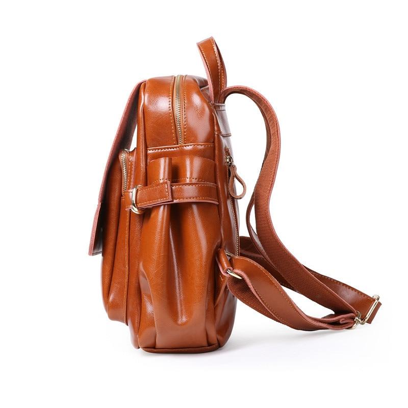 Cute Fashion Women's Solid Split Leather Zipper Travel School Backpack - Backpacks - DYAVOR®