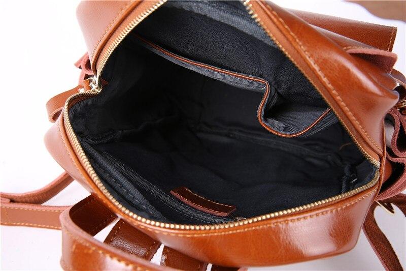Cute Fashion Women's Solid Split Leather Zipper Travel School Backpack - Backpacks - DYAVOR®