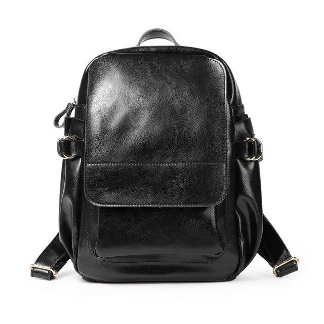 Cute Fashion Women's Solid Split Leather Zipper Travel School Backpack - Backpacks - DYAVOR®