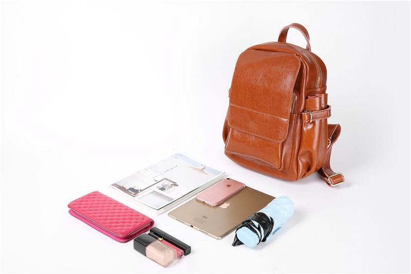Cute Fashion Women's Solid Split Leather Zipper Travel School Backpack - Backpacks - DYAVOR®